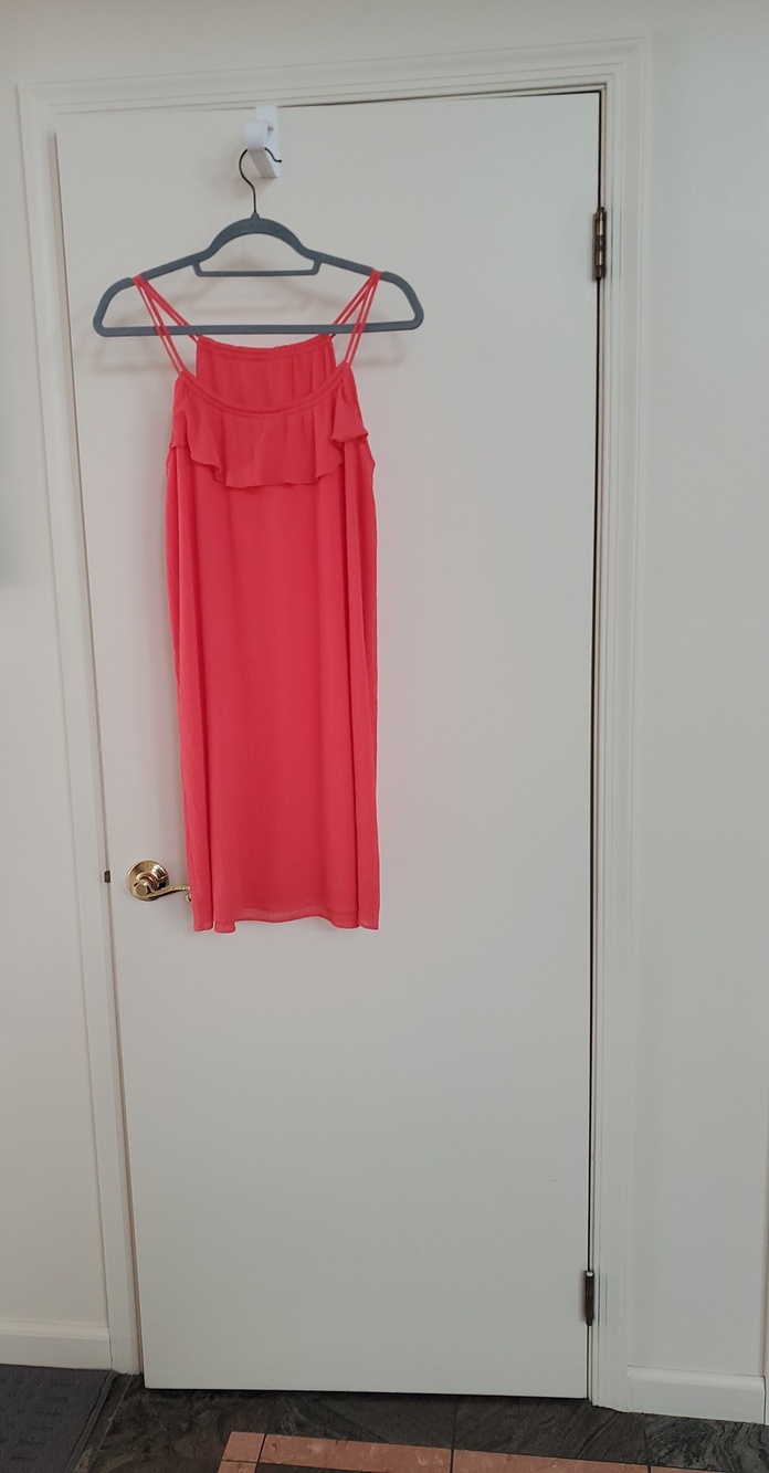J CREW Medium Reg Coral (lined) Dress100%cotton gauzy ruffle style